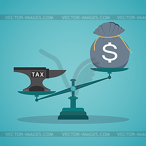 Concept balancing with income and tax - vector clipart