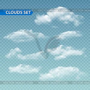 Набор прозрачных различных облака. - изображение в векторе