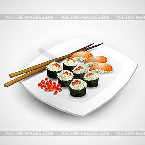 Sushi plate - vector image