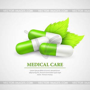 Pill Wit Leaf - vector image