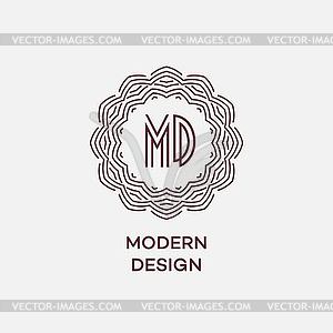 Geometric frame in mono line style. Monogram - vector clipart