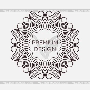 Geometric frame in mono line style. Monogram - vector clip art