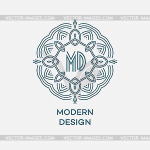 Geometric frame in mono line style. Monogram - vector clipart