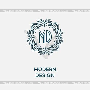 Geometric frame in mono line style. Monogram - vector image