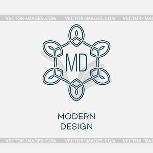 Geometric frame in mono line style. Monogram - vector clipart