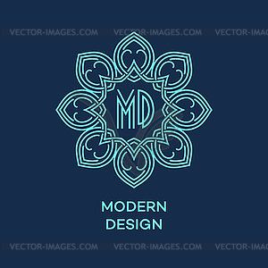 Geometric frame in mono line style. Monogram - vector image