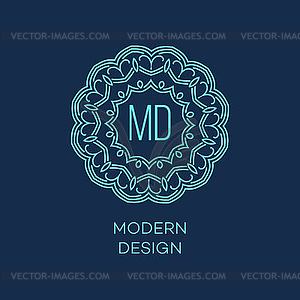 Geometric frame in mono line style. Monogram - vector clipart