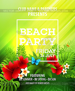 Summer Beach Party Flyer Template - vector clip art