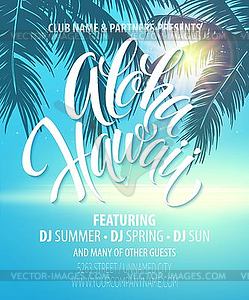 Aloha Hawaii Summer Beach Party Poster - vector clipart / vector image