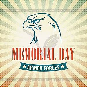 Memorial Day. Typographic card with American flag - vector clipart