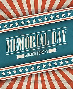 Memorial Day. Typographic card with American flag - vector clipart