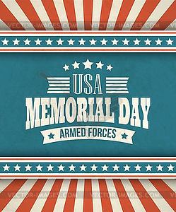 Memorial Day. Typographic card with American flag - vector clip art