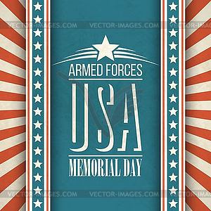 Memorial Day. Typographic card with American flag - vector clipart