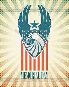 Memorial Day. Typographic card with American flag - vector image