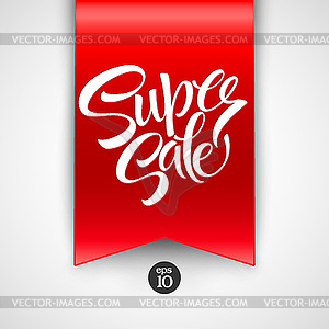 Super Sale lettering with sale labels - vector image