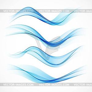 Set of abstract blue waves - vector image