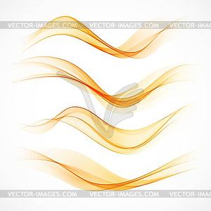 Set of orange wavy banners - vector image