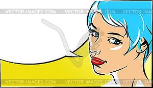 Pop art woman face - vector clipart