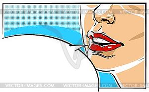 Pop art woman face - vector clip art