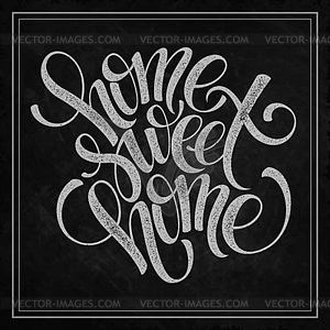 Home sweet home hand lettering, - vector clip art