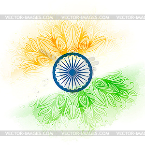 Indian flag in watercolor background. Concept India - vector image