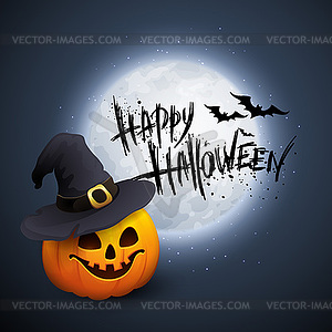 Halloween Party фон с тыквой и Луны - векторный клипарт / векторное изображение