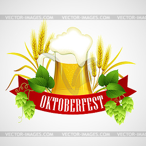 Oktoberfest Background with Beer. Poster template - vector clipart