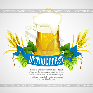 Oktoberfest Background with Beer. Poster template - royalty-free vector image
