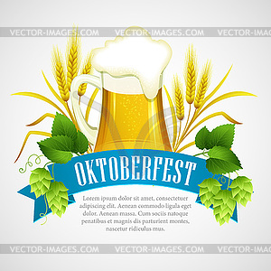 Oktoberfest Background with Beer. Poster template - vector image