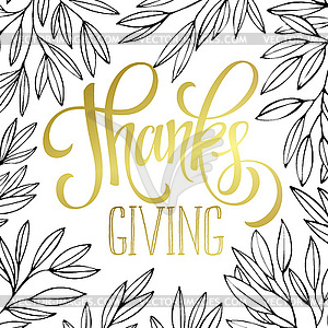 Thanksgiving - gold glittering lettering design - vector image