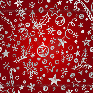 Christmas and New Year golden seamless pattern - vector image