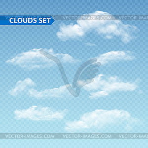 Набор прозрачных различных облака. - графика в векторном формате