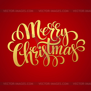 Merry Christmas golden lettering design - vector clipart