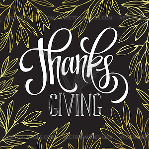 Thanksgiving - gold glittering lettering design - vector clipart