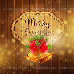 Christmas decoration on wooden background. - vector clipart