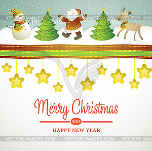 Christmas with snowman - vector image