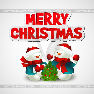 Christmas with snowman - vector image
