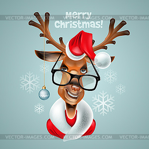 Reindeer hipster. Santa Claus - vector image