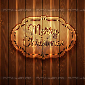 Merry Christmas frame on wooden background - vector clipart / vector image