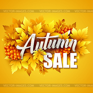 Autumn typographic. Fall leaf - vector image