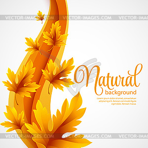 Autumn maple leaves on wave background - vector clip art