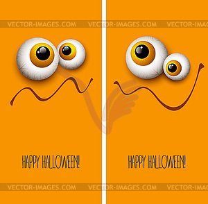 Funny Halloween greeting card monster eyes - vector clip art