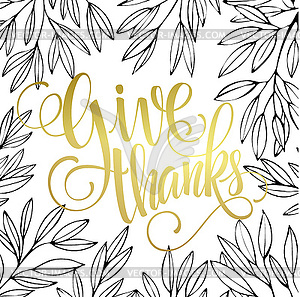 Thanksgiving - gold glittering lettering design - vector image