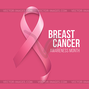 Breast Cancer Awareness Ribbon Background - vector image