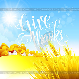 Thanksgiving autumn landscape - vector clipart