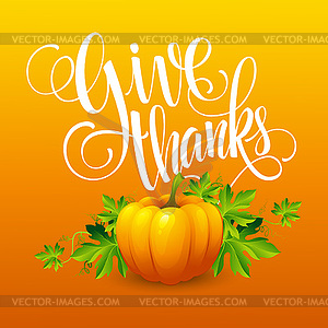 Pumpkin and leaves - vector clip art