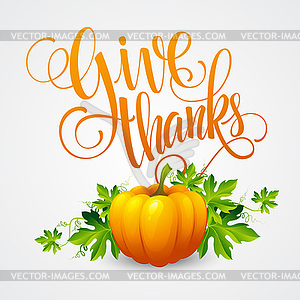 Pumpkin and leaves - vector clipart