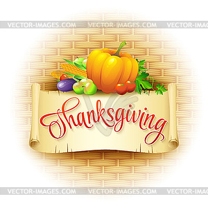 Thanksgiving Card wicker basket background - vector clipart