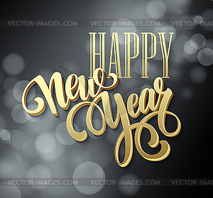 Happy New Year background with gold lettering design - vector clipart