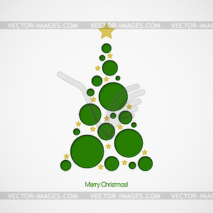 Christmas tree with dots and stars - royalty-free vector clipart